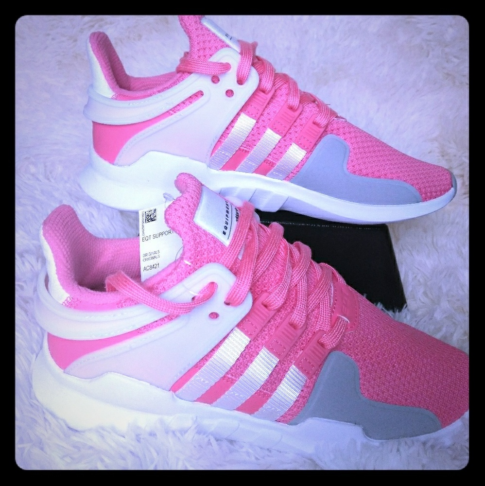 HOT PINK AND WHITE ADIDAS SNEAKERS